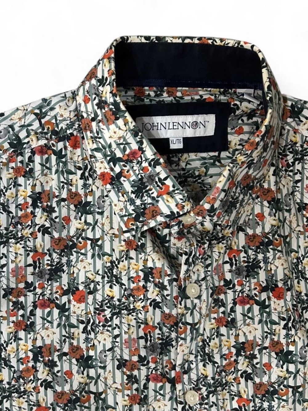 John Lennon mens Long Sleeve Patterned Button-Up Shirt - XL